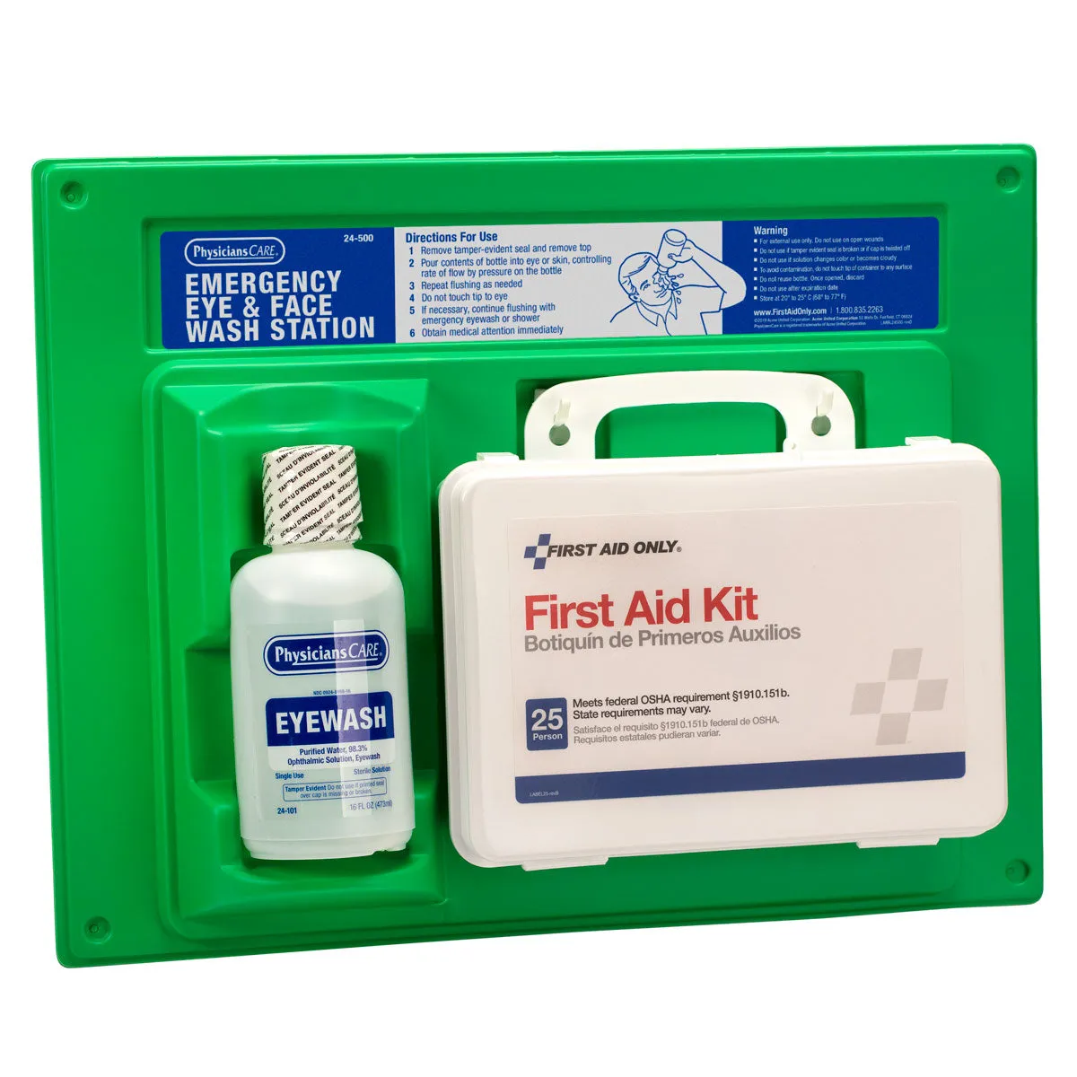 First Aid Only Single 16 oz øyeskyllestasjon + sett 25 personer