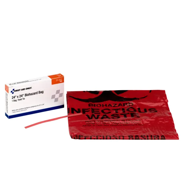 First Aid Only Biohazard Bag 24x24 smittepose 1 stk rød