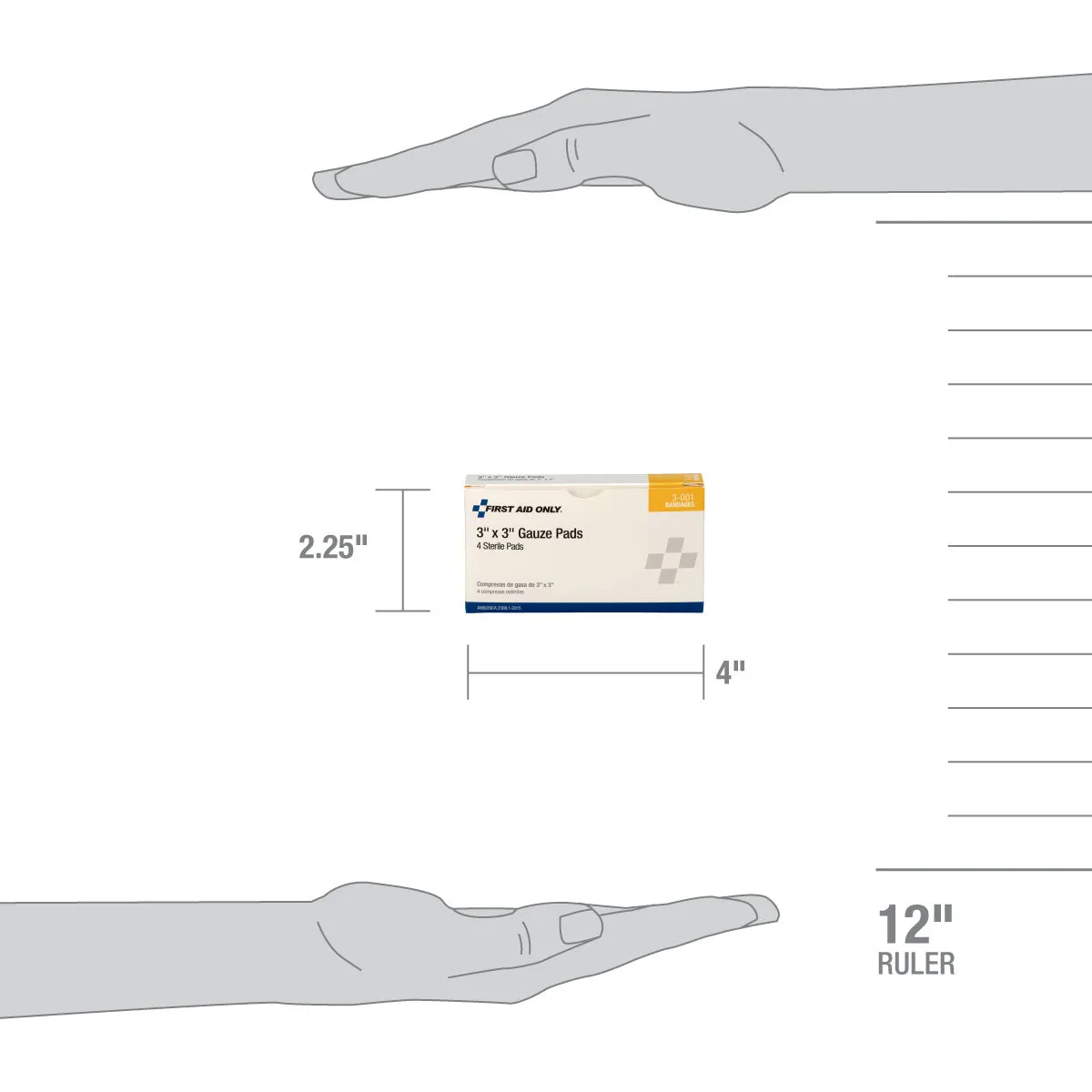 First Aid Only 3x3 sterile kompresser 4 stk 7,5 cm