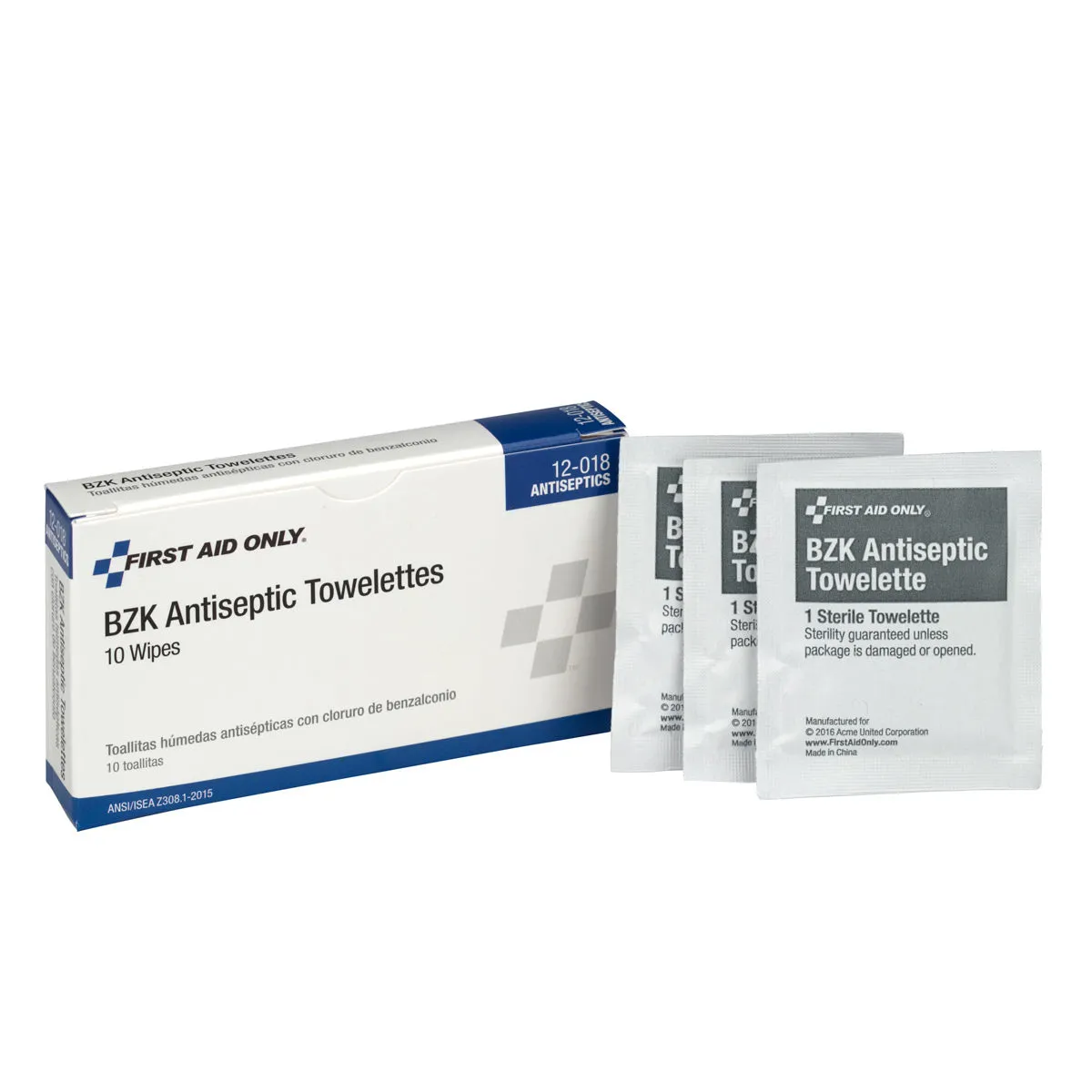 First Aid Only BZK antiseptiske servietter 10-pakn sårrens
