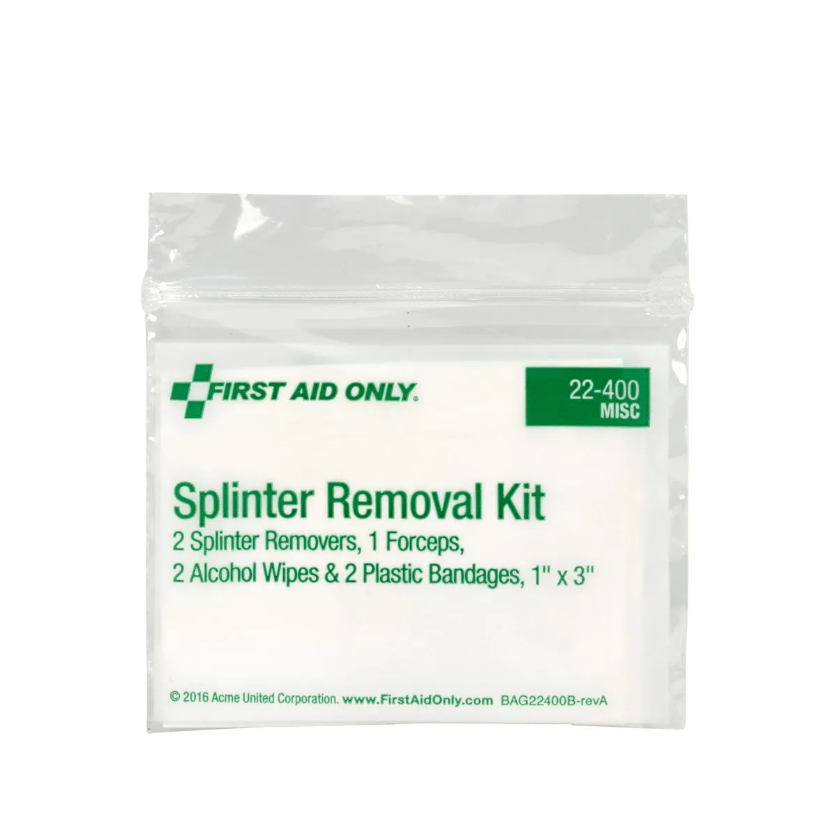First Aid Only Splinter Removal flisplukkersett med plaster