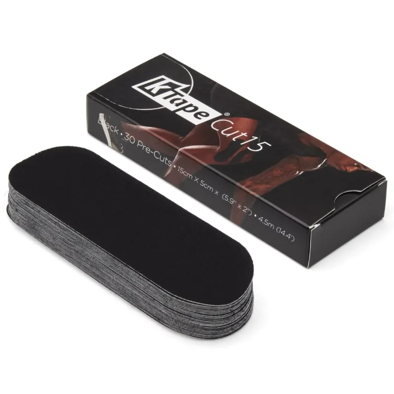 K-Tape Cut15 kinesiologitape 15 cm svart 30 stk ferdigkuttet