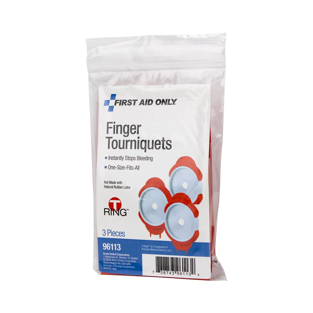 First Aid Only T-Ring fingertourniquet 3-pakning onesize