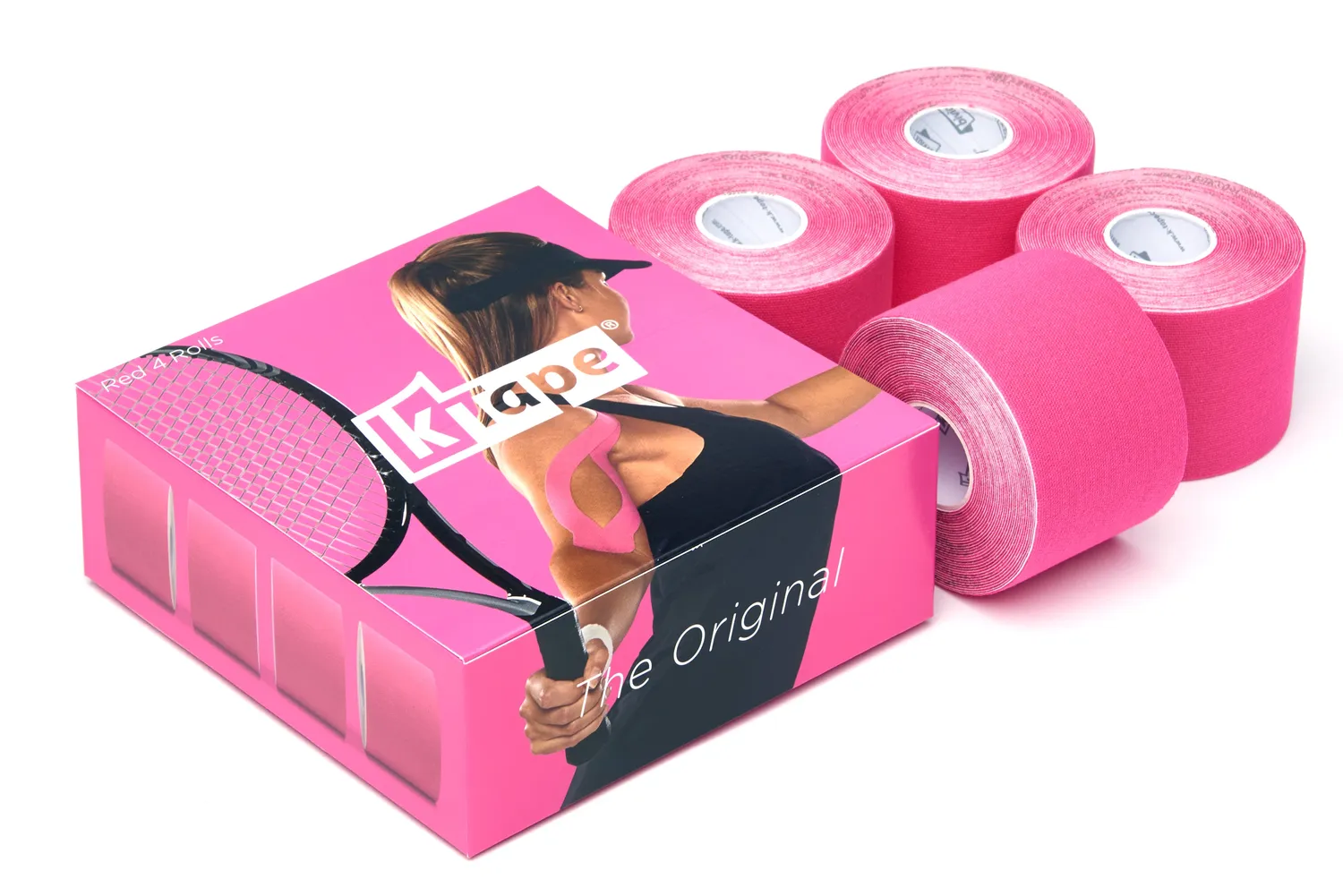 K-tape kinesiologitape 4-pakning rød 5 cm x 5 m