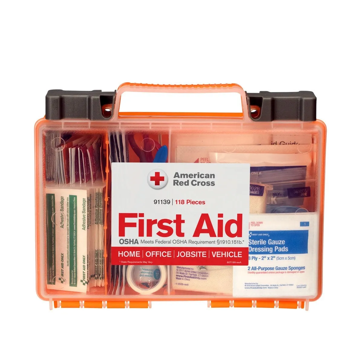 American Red Cross Clear Cover førstehjelpsskrin 118 deler 25 personer
