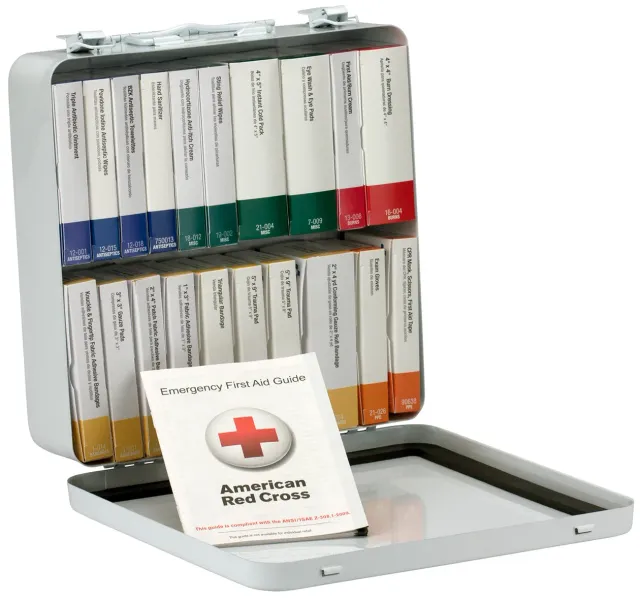 First Aid Only førstehjelpsskrin metall 50 pers 24 enheter vanntett