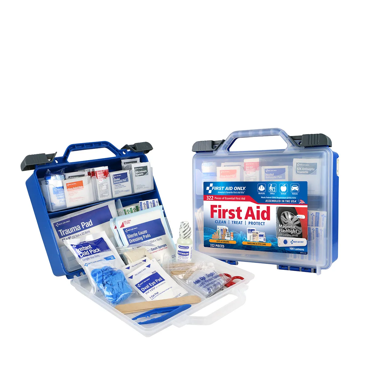 First Aid Only 50-personers førstehjelpsskrin 322 deler lampe