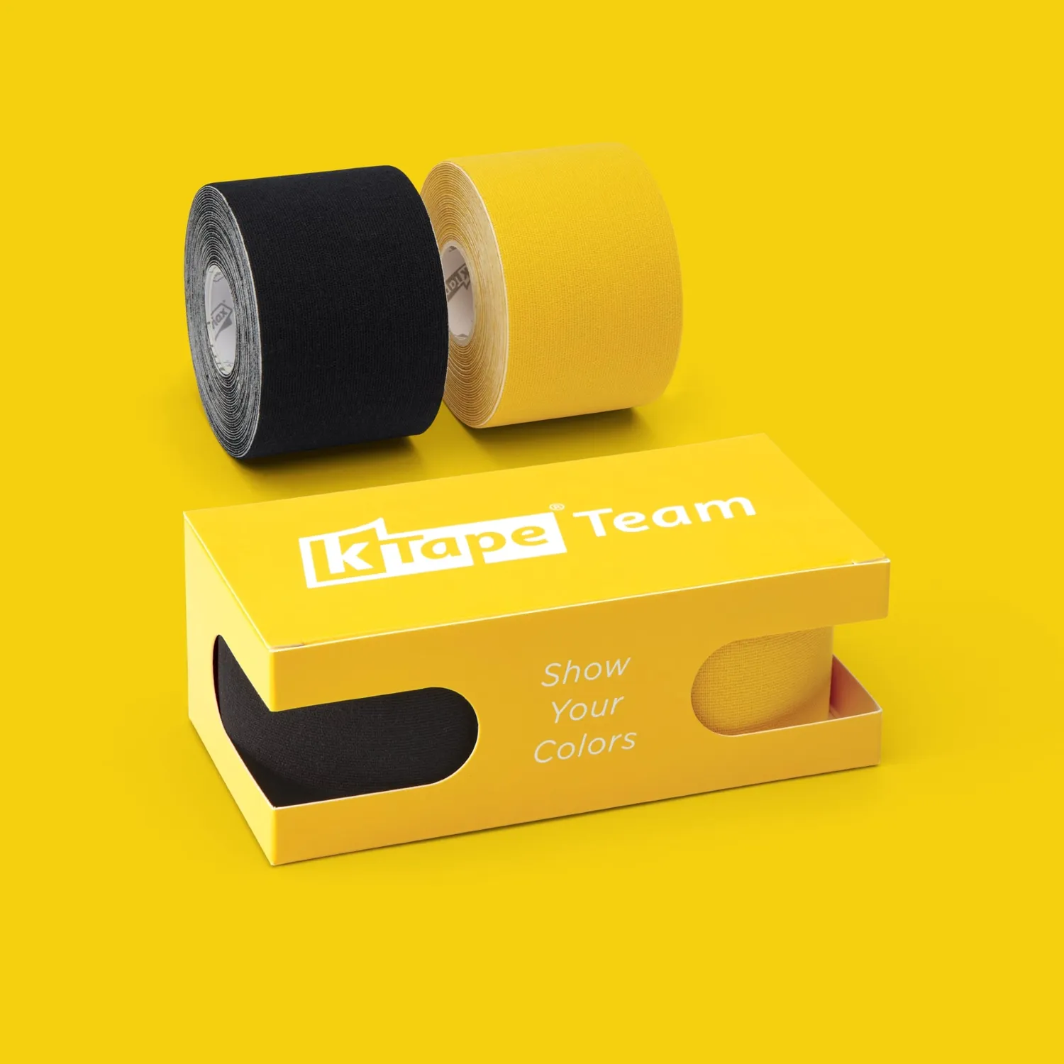 K-tape Team kinesiologitape svart gul 2 x 5 m