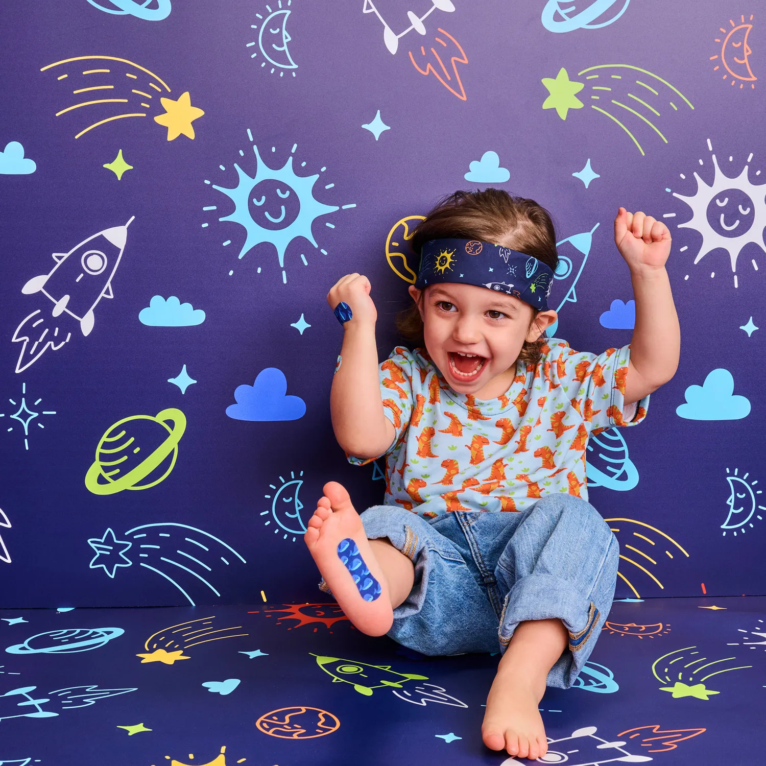 Wild Stripes Kids Sensitive plaster space 20-pk dino hval