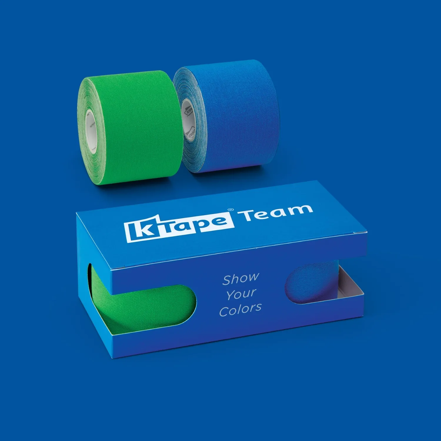 K-tape Team kinesiologitape 2x5cmx5m grønn og sport blå