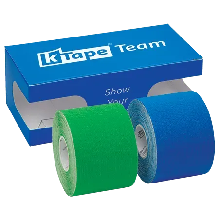 K-tape Team kinesiologitape 2x5cmx5m grønn og sport blå