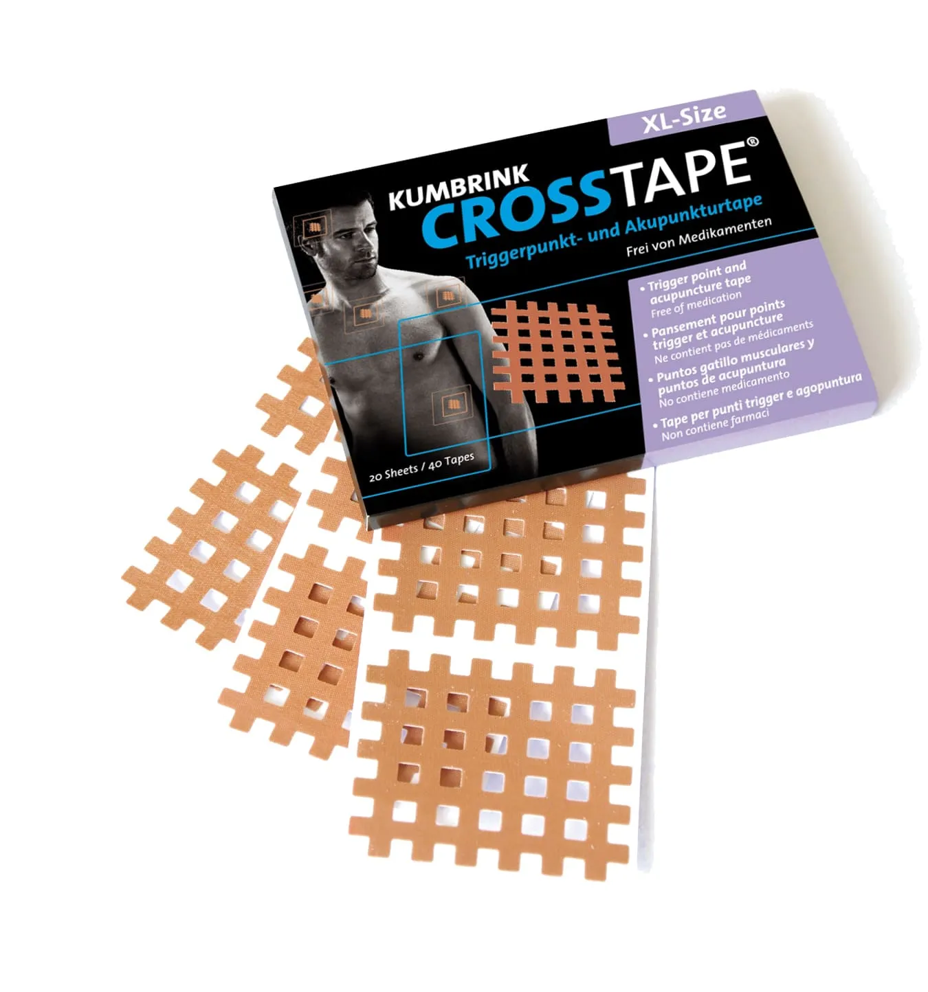K-tape Crosstape XL akupunkturplaster 40 stk 44x52 mm