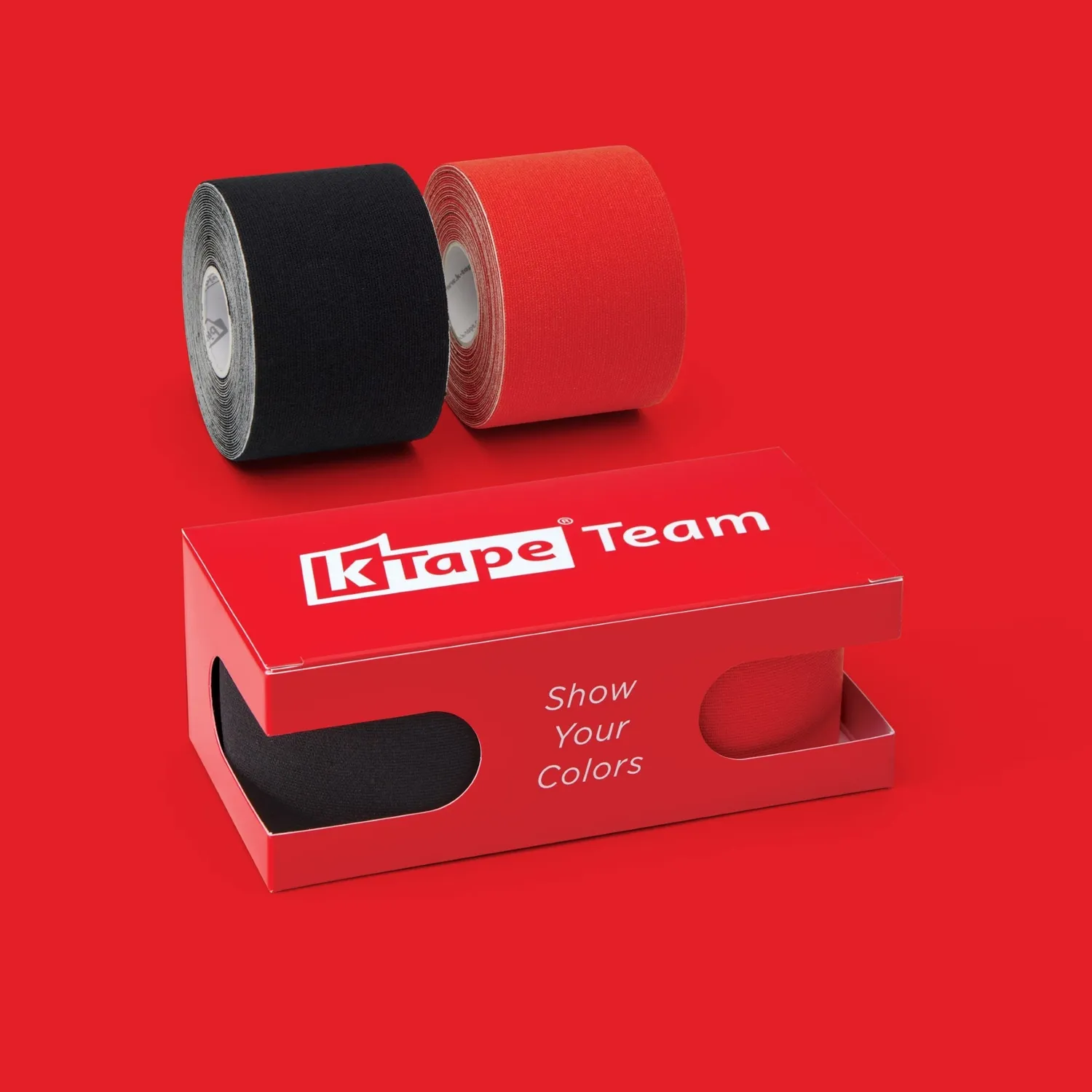 K-tape Team kinesiologitape svart/sport rød 2x5 m elastisk