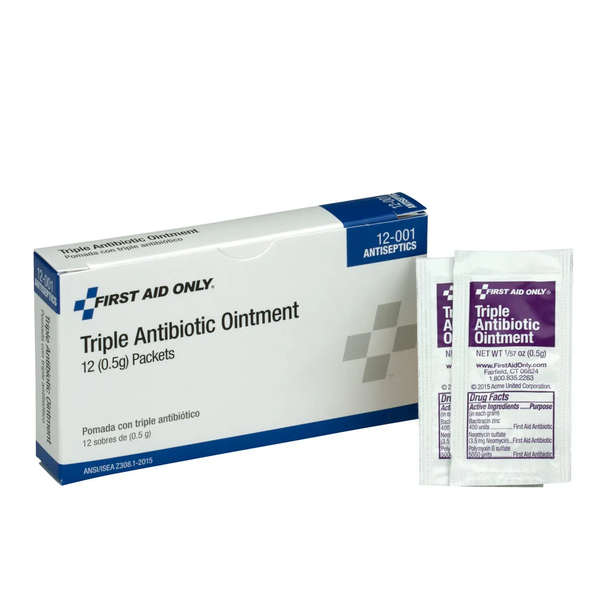 First Aid Only Triple Antibiotic sårsalve 12 pakker sårstell