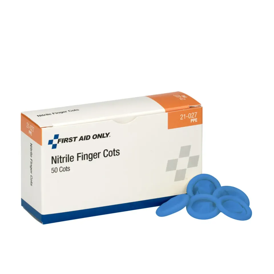 First Aid Only Nitrile Finger Cots fingerhette 50 stk blå lateksfri