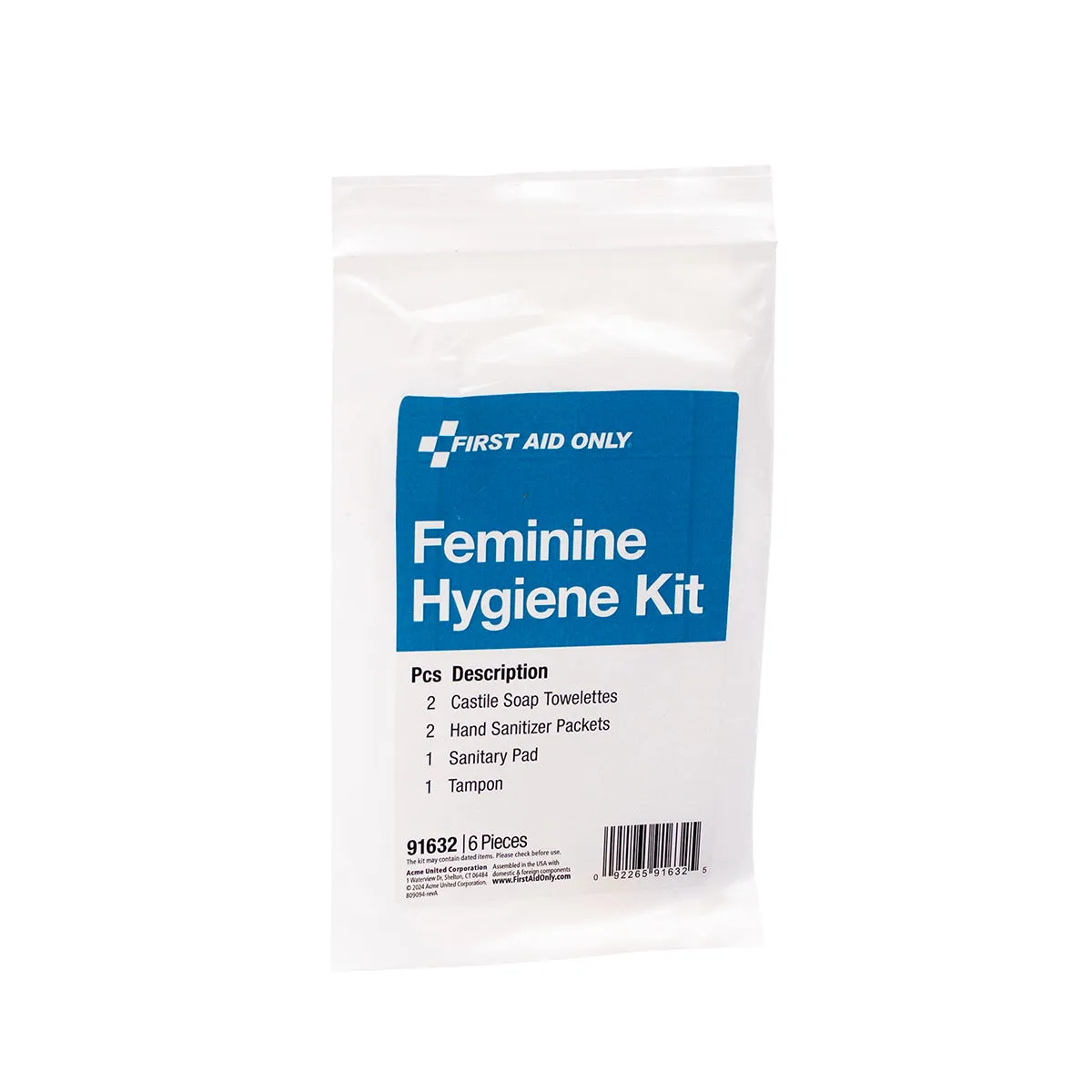 First Aid Only Feminine Hygiene Kit mensensett 6 deler diskret