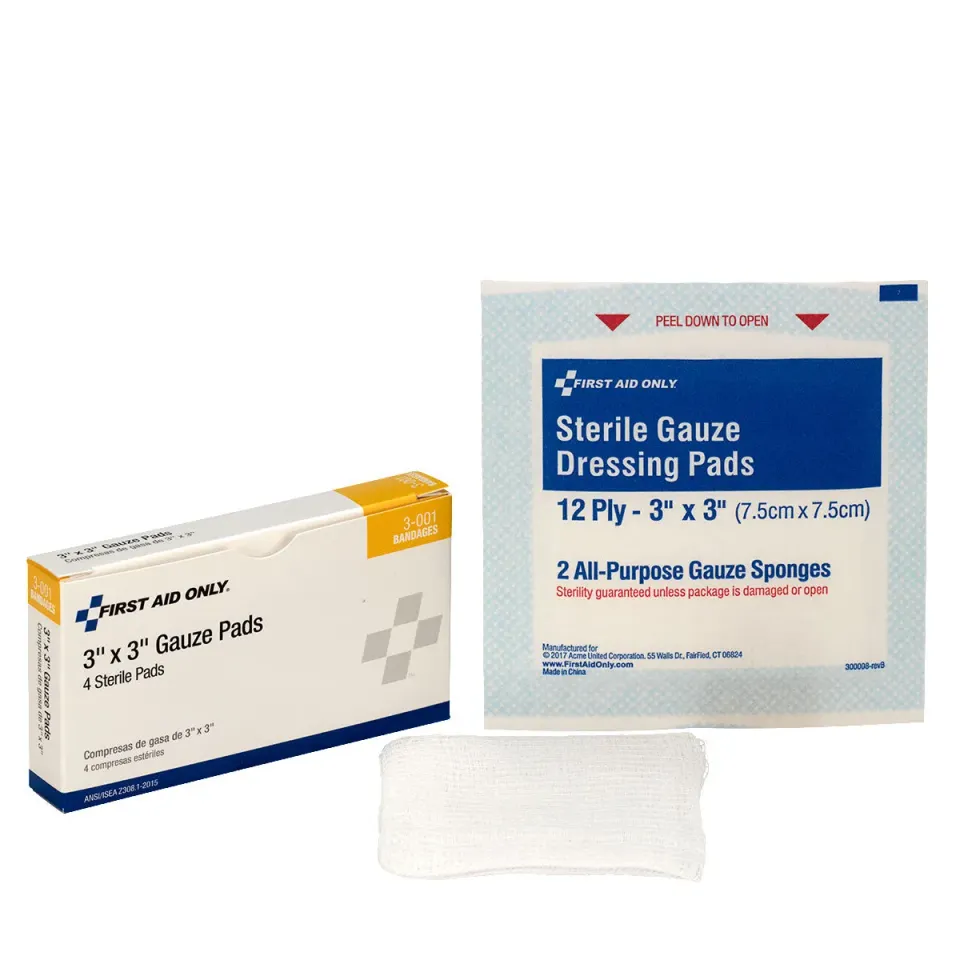 First Aid Only 3x3 sterile kompresser 4 stk 7,5 cm