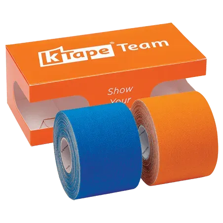 K-tape Team kinesiologitape blå og oransje 2x5 m
