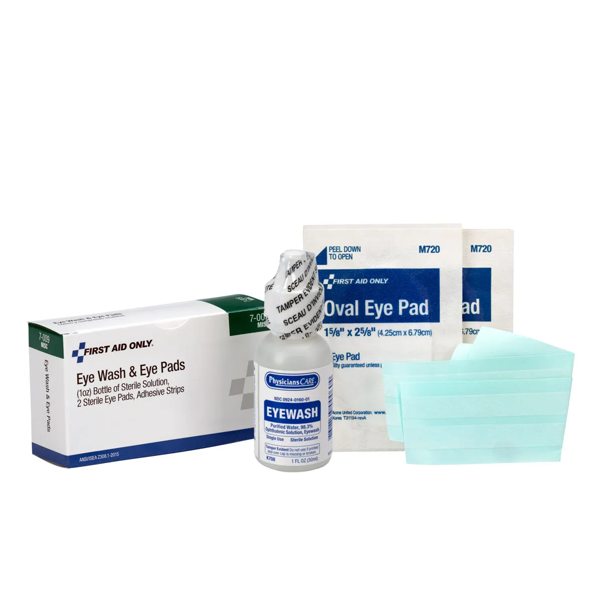 First Aid Only øyeskyllsett 3 deler 1 oz med øyeputer
