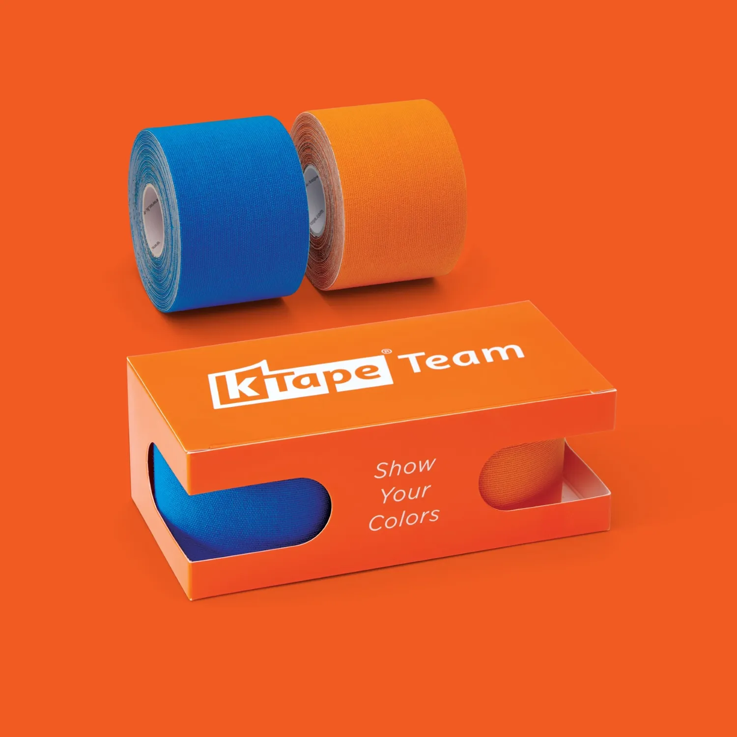 K-tape Team kinesiologitape blå og oransje 2x5 m