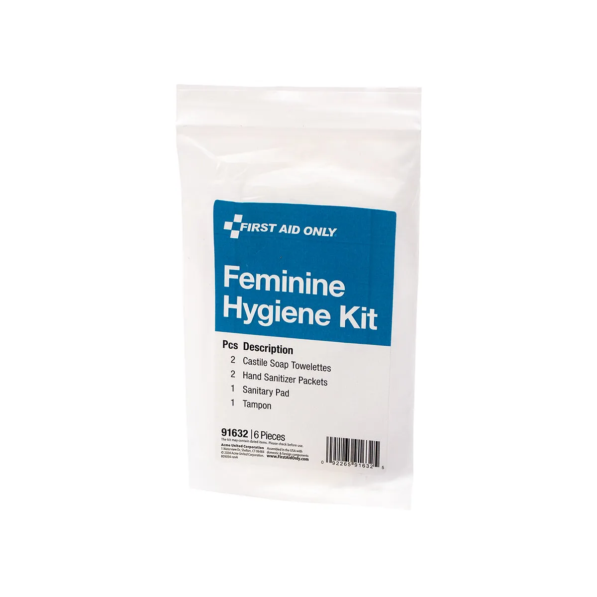 First Aid Only Feminine Hygiene Kit mensensett 6 deler diskret