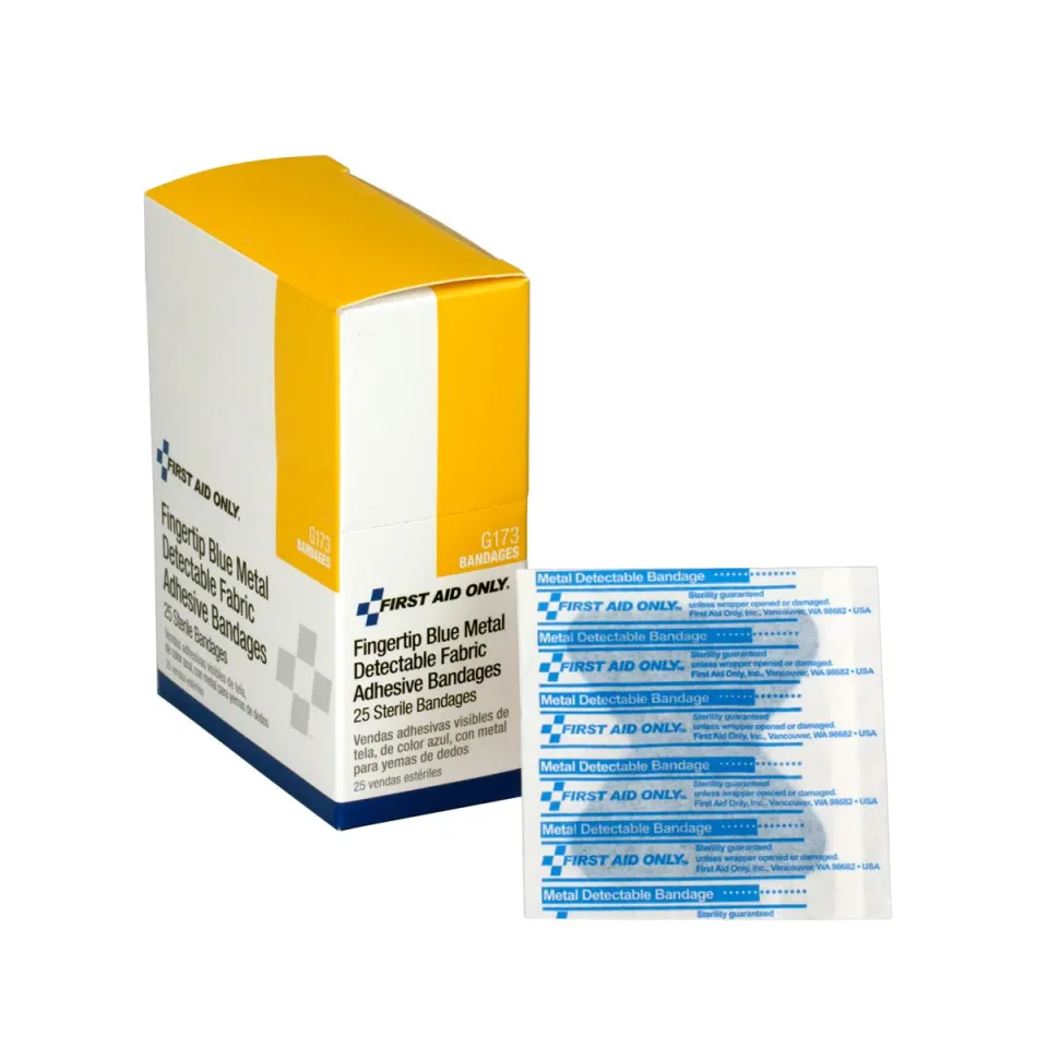 First Aid Only fingertip plaster blå 25 stk metalldetekterbar