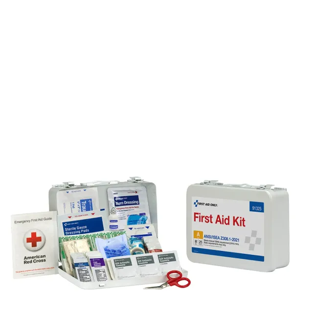 First Aid Only 25 Person ANSI A førstehjelpsskrin metall 94 deler