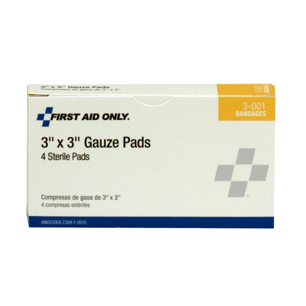 First Aid Only 3x3 sterile kompresser 4 stk 7,5 cm