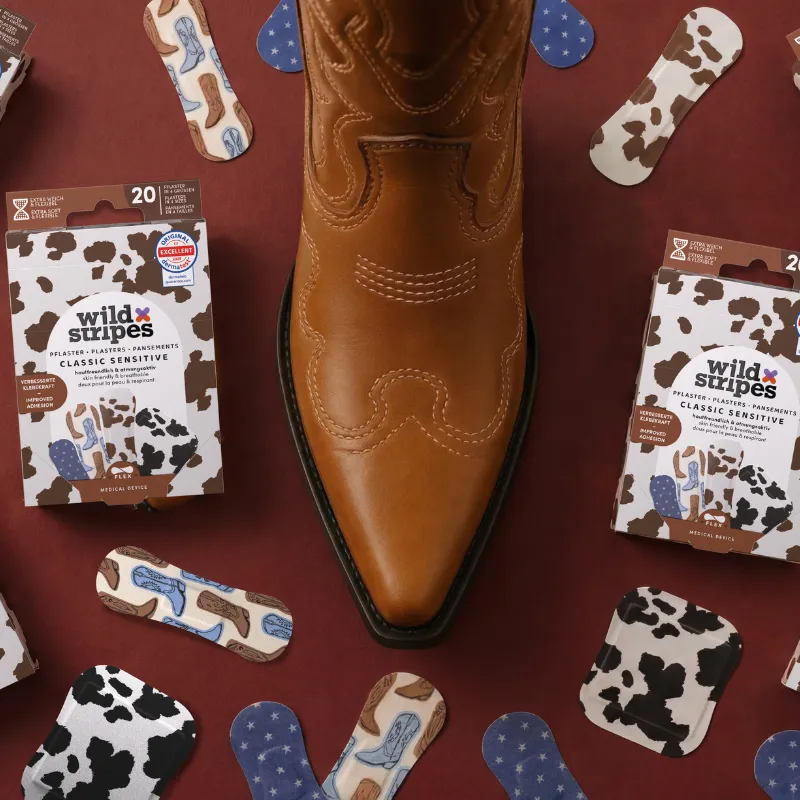 Wild Stripes Rodeo Ranch plaster cow-print 20-pk sensitiv