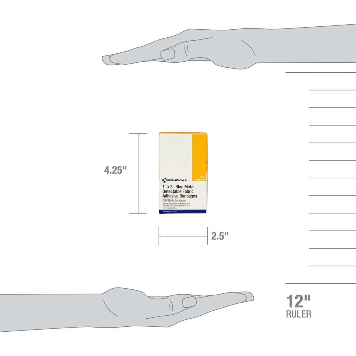First Aid Only 1x3" blå plaster metalldetekterbar 100 stk stoff