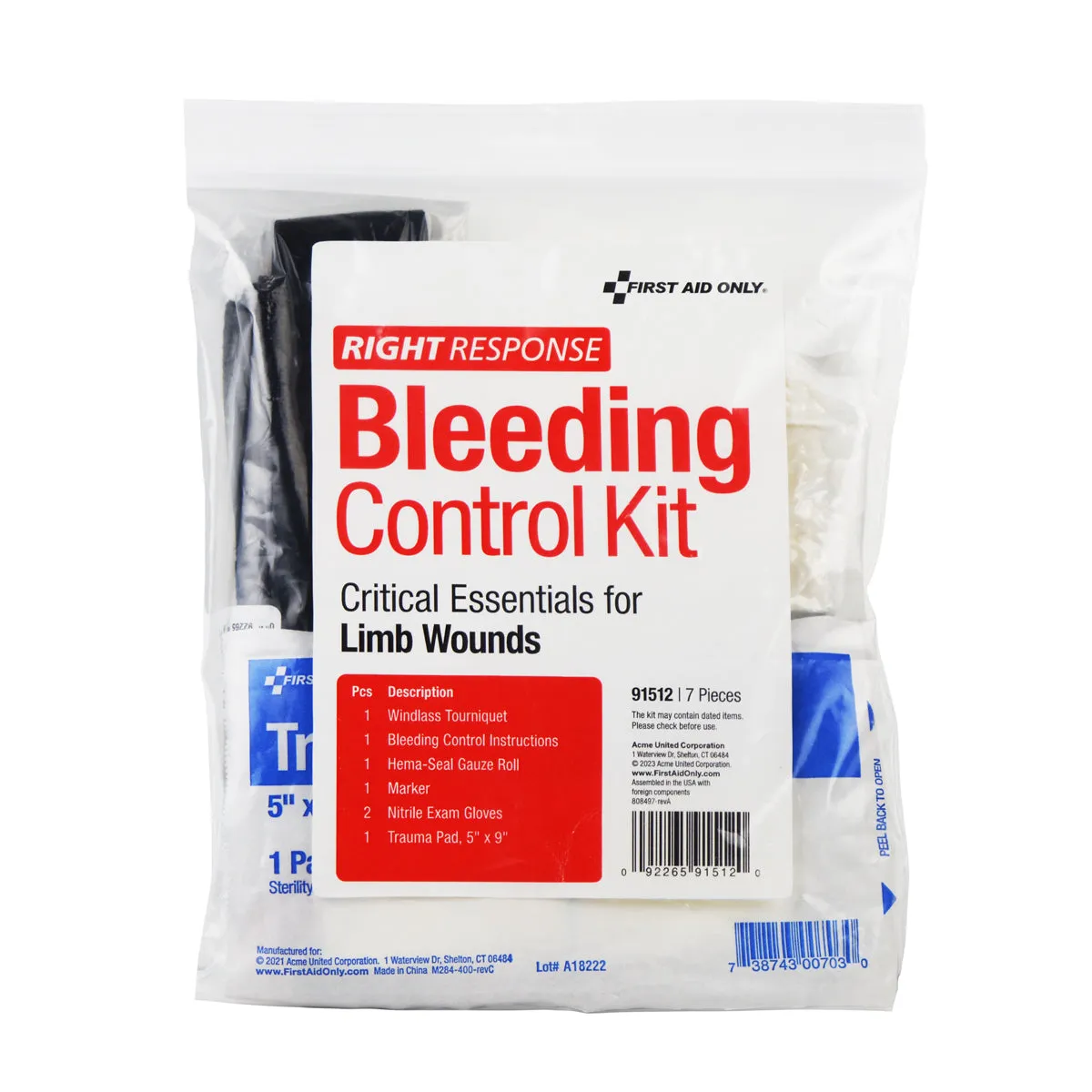 First Aid Only Critical Essentials blødningssett lem