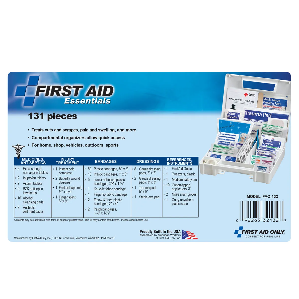 First Aid Only førstehjelpsskrin 130 deler plastkoffert