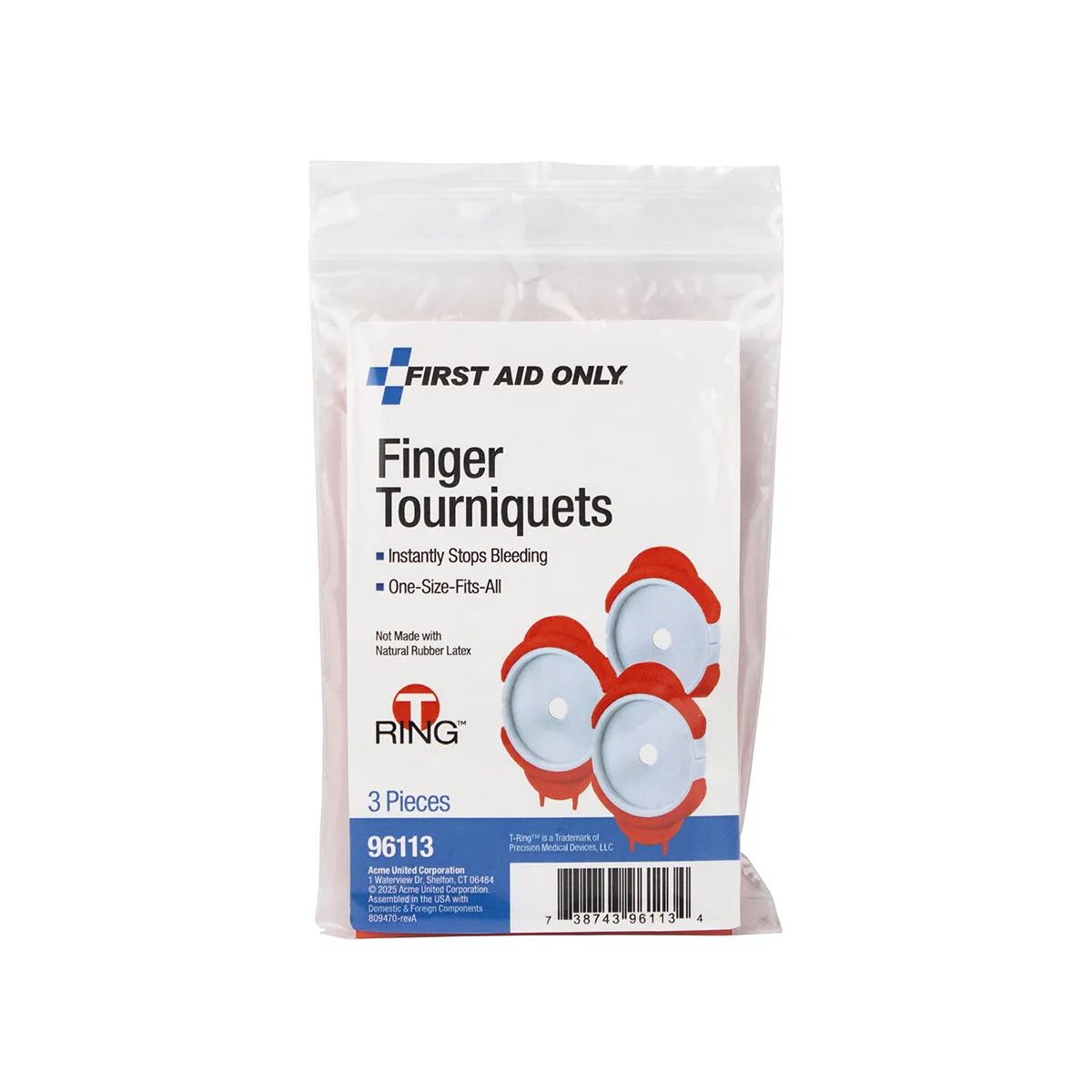 First Aid Only T-Ring fingertourniquet 3-pakning onesize