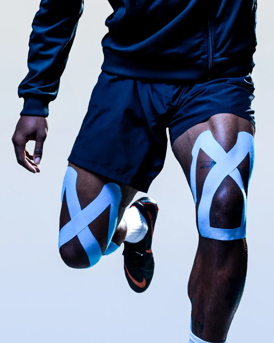 SpiderTech Pro Knee knetape blå 4 stk ferdigkuttet