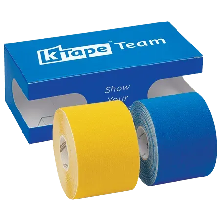 K-tape Team kinesiologitape gul og blå 2x5 m vannavstøtende