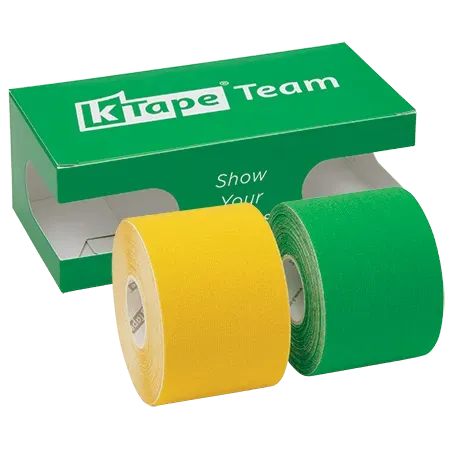 K-Tape Team Yellow/Green kinesiologitape 2 x 5 m elastisk