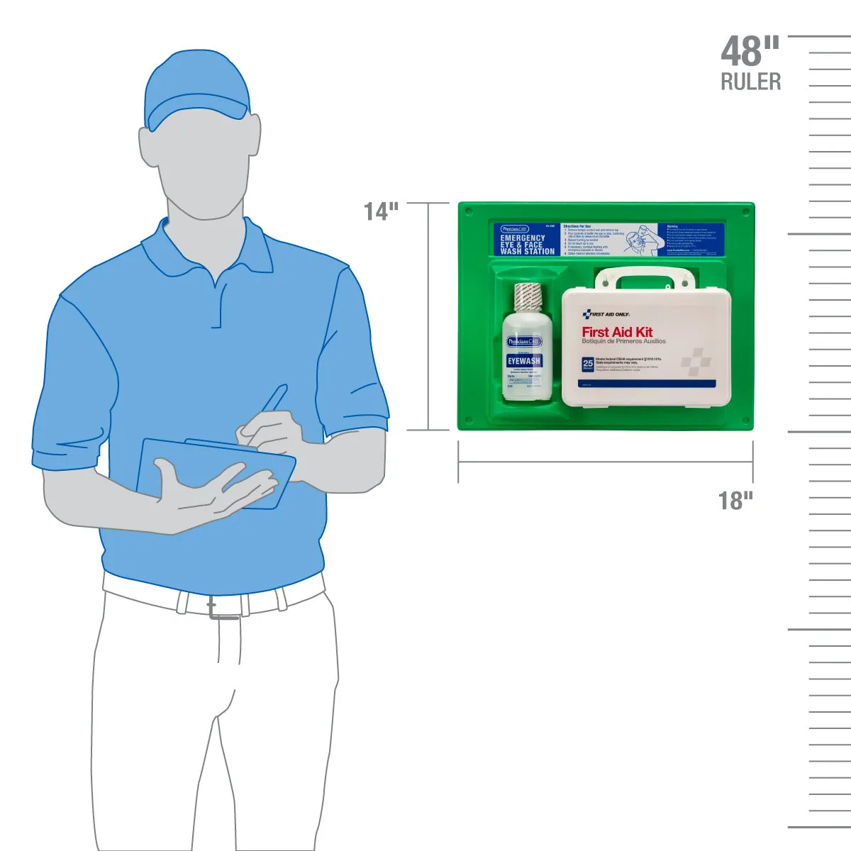 First Aid Only Single 16 oz øyeskyllestasjon + sett 25 personer