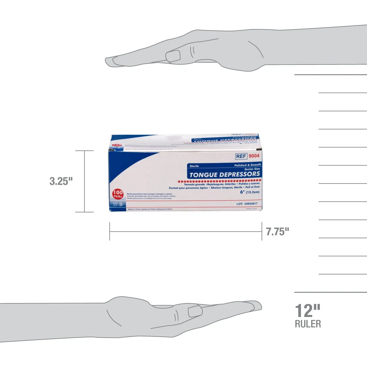 First Aid Only tungespatel steril 15 cm 100 stk glatt