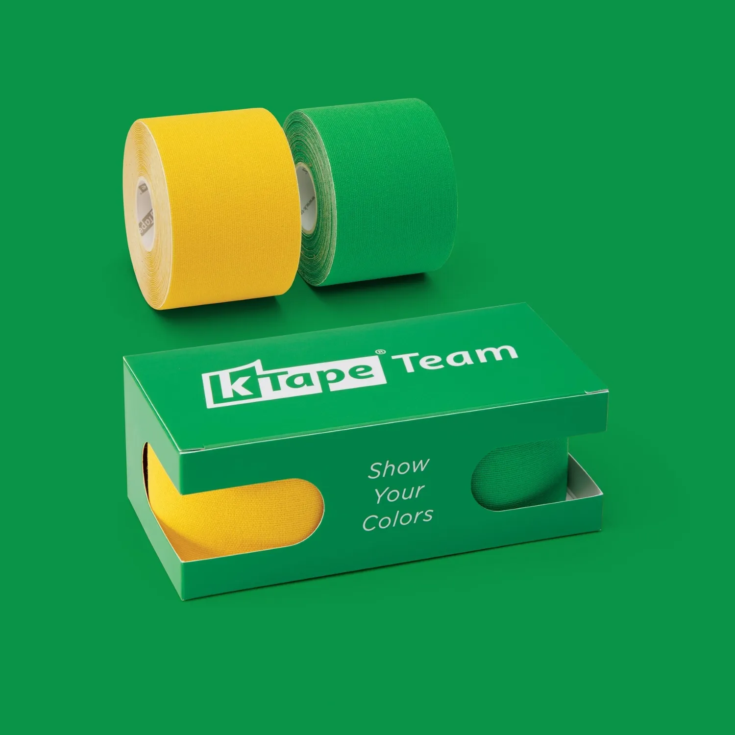 K-Tape Team Yellow/Green kinesiologitape 2 x 5 m elastisk