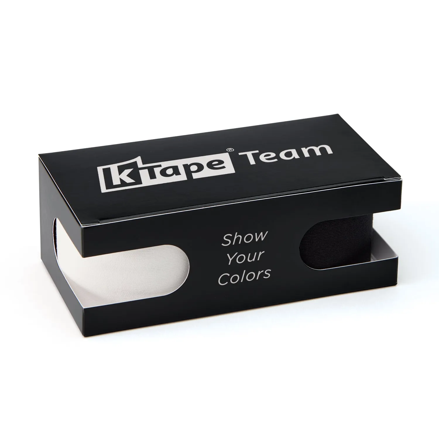 K-tape Team kinesiologitape hvit svart 2 x 5 m elastisk