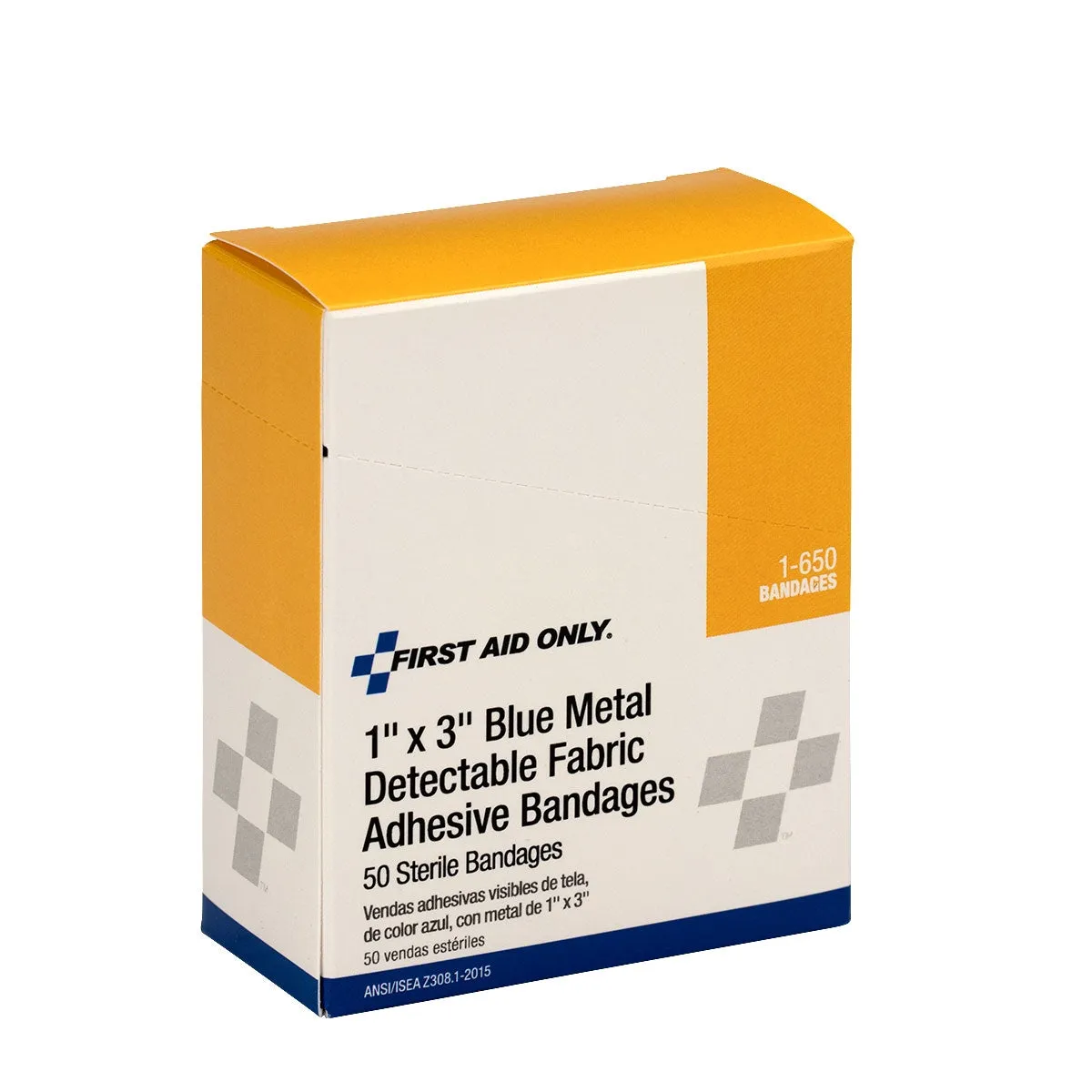 First Aid Only 1x3 Blue Metal Detectable Fabric plaster blå 50 stk