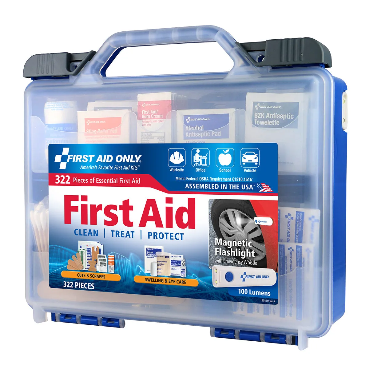 First Aid Only 50-personers førstehjelpsskrin 322 deler lampe