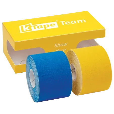 K-tape Team kinesiologitape sport blå gul 2 x 5 m