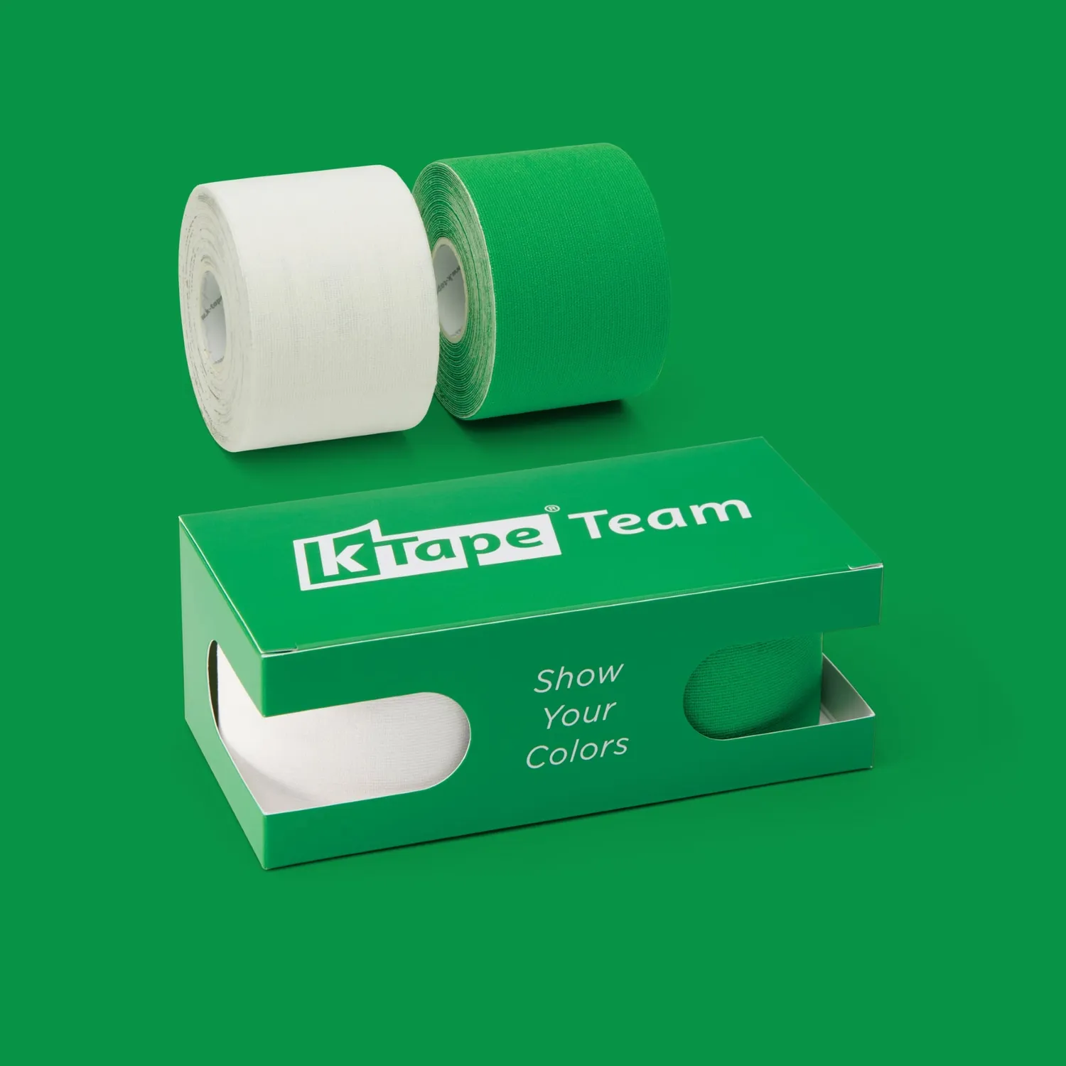 K-Tape Team White/Green kinesiologitape 2 x 5 m pustende