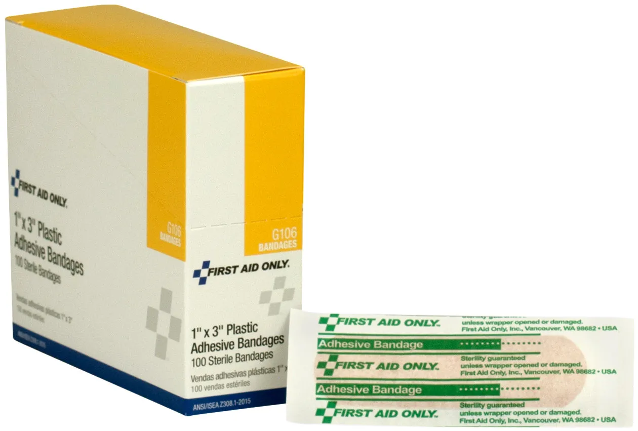 First Aid Only plastplaster 2,5x7,6cm 100 stk pustende