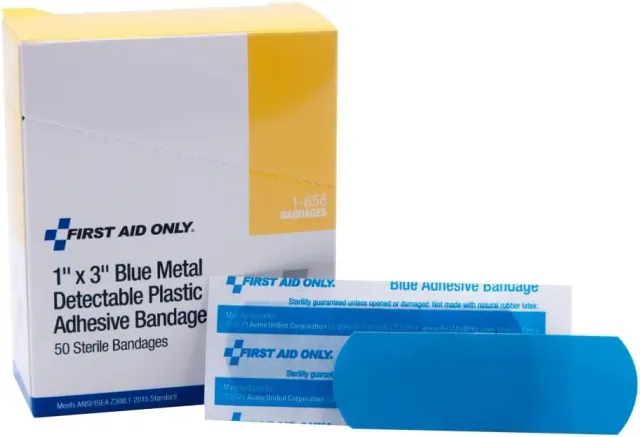First Aid Only plaster blå metall 2,5x7,6 cm 50 stk