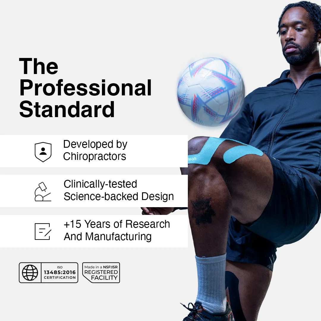 SpiderTech Pro Knee kinesiologitape blå 2-pakning ferdigkuttet