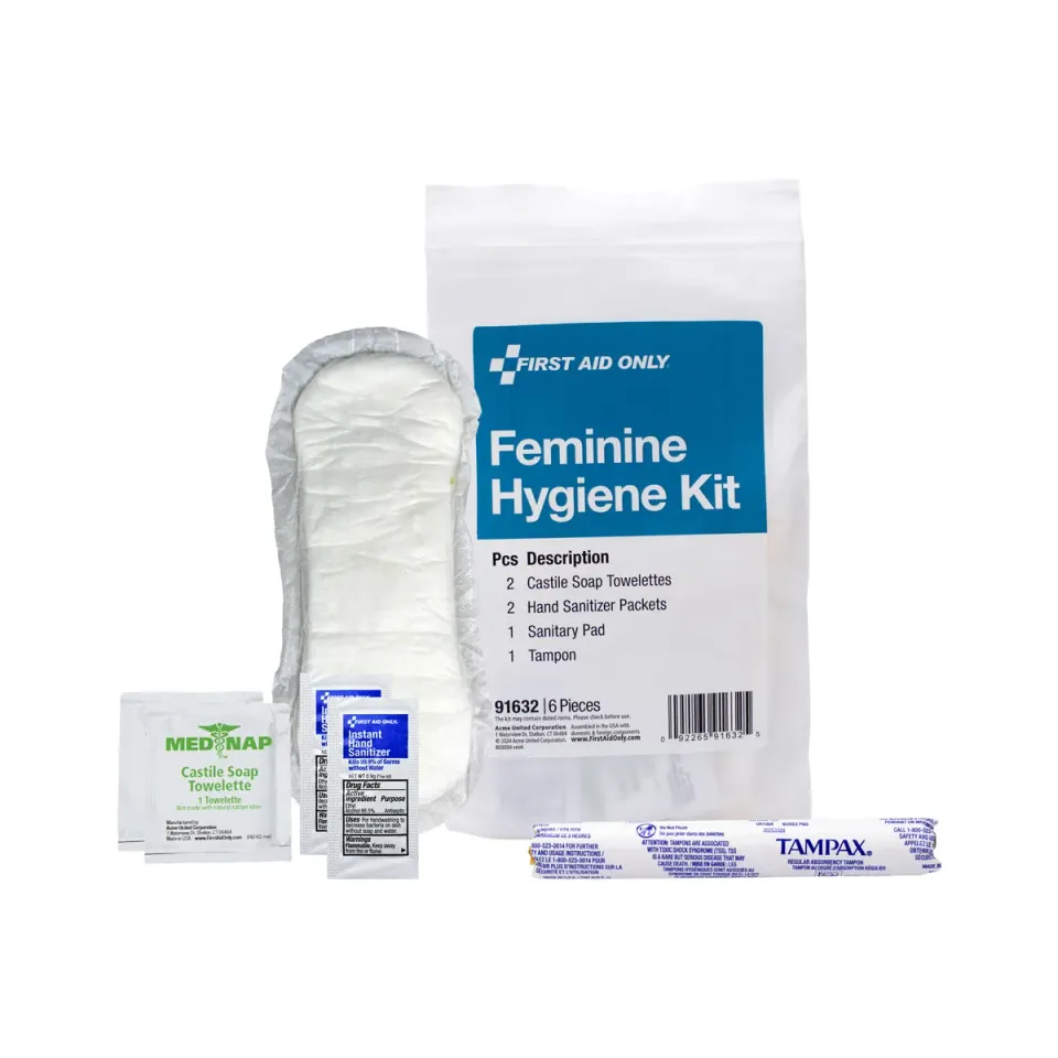 First Aid Only Feminine Hygiene Kit mensensett 6 deler diskret