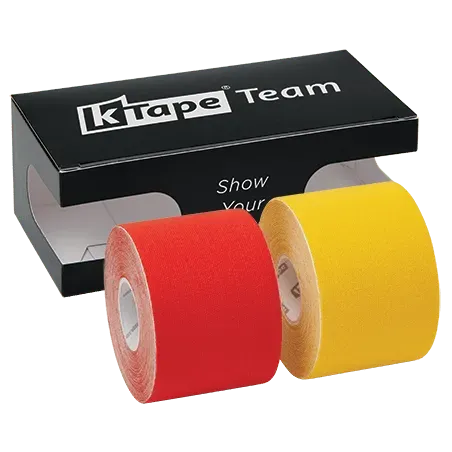 K-tape Team kinesiologitape 2 x 5 m rød og gul elastisk