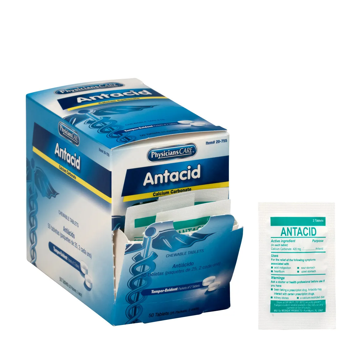 First Aid Only PhysiciansCare antacid tabletter 50 stk kalsium